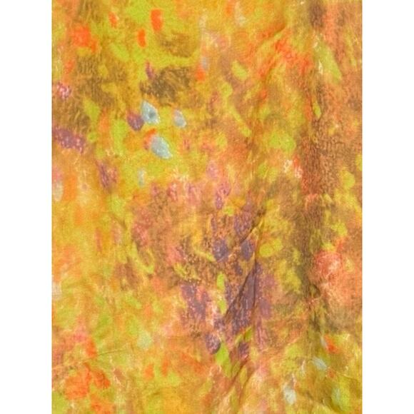 SUNDANCE GOLDEN YELLOW FLOWY FLORAL SILK TOP SIZE L BOHO CLASSY COLORFUL FALL - Picture 5 of 7